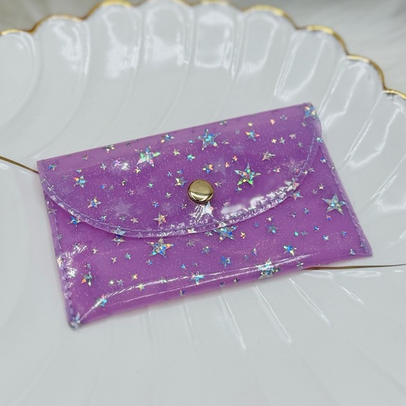 Starry Star Purple Clear Card Case Wallet - Picture 2 of 6
